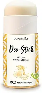 puremetics Zero Waste Deodorant Stick "Lemon" Organic | 100% Natural, Vegan & Plastic Free | Deodorant | Organic | Organic | Firm Deodorant Pen | Deodorant Pen | Without Plastic