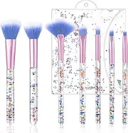 WLLHYF Fan Makeup Brush Set, 7Pcs Crystal Sparkles Powder Foundation brush Flawless Powder Brushes, Beauty Cosmetic Foundation Powder Blusher Eyeshadow Blending Concealer Highlight Brushes