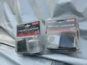 NEW (2)Pair Task Force 45492 Chrome Eye Stake Pocket Anchor Point w Rubber Block
