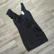 Arden B Little Black Ruffle Pencil Bodycon Mini Dress Women's Size Medium