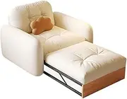 Sleeper Chair Log Single Sofa Chair, Solid Wood Folding Dual-Purpose Living Room Sofa Bed, Soft Cushion Convertible Sofa Bed Convertible