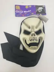 Vintage Adult Pumpkin Time Plastic Ghoul Mask Laughing Skull Halloween KMart NWT