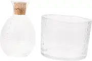 Vaguelly 1 Set Japanese Hammer Pattern Transparent Glass Sake Bottle Practical Wine Jar for Entertaining Friends Includes Decanter with Cork and Glasses and Safe for Use