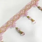Fringe Trim，Curtain Tassels， 12 Yards Curtain Trim Hanging Crystal Beads Tassel Fringe Lampshades Decorative Braid Trim Home Decor Sewing Crafts(Light Pink)