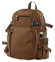 Rothco Vintage Canvas Compact Backpack, Brown 15'' X 13.5'' X 7''