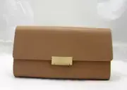 GiGi New York Melrose Clutch Smooth Italian Leather Fold-over Cappucino