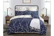 Tree Reversible Super King Size Bed Quilt/Doona/Duvet Cover Set Blue M412
