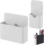 Lyfengdeam Magnetic Pen Holder,2 Pack Dry Erase Marker Holder With Generous Compartments,Strong Magnet Storage Pencil Organizer For Refrigerator,Whiteboard,Locker Accessories (White (2))