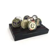 4 Rows Coin Holder,Challenge Coin Display Stand Rack Military Coin Holder