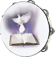 Bible Round Tambourine Drum Bells Double Row Bells Tambourine Handheld Percussion Instrument