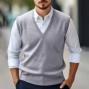 Men's Sweater Vest Dress Sweater Wool Sweater Pullover Sweater Jumper Jumper Ribbed Knit Regular Tops Knitted Plain V Neck Vintage Stylish Work Daily Wear Clot