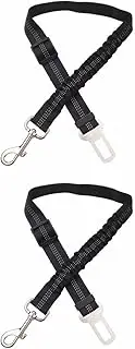 GXGM Pack of 2 Seat Belt Dog Car Adjustable Pet Car Safety Belt for Dogs Bungee Dog Seat Belt Harness Tether with Clip Hook Closure & Buckle Swivel Carabiner Black, blue, X-Large