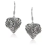 Flowering Heart Sterling Silver Laurel Burch Drop Dangling Earrings