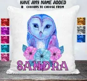 Owl Cushion Cover Sequin Throw Pillow - Personalised