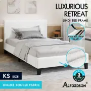 ALFORDSON Bed Frame King Single Mattress Base Wooden Platform Boucle Fabric