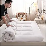 Universal Futon Mattress, Comfortable Japanese Floor Mattress, Breathable, Thick, Roll-Up, Portable, Foldable, Suitable for Guest Bed and Camping.(White,90x200cm)