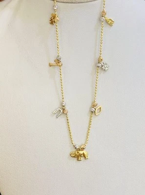 14K Solid Yellow Gold Ball Diamond Cut Link Chain Fine- Ankle 9.5Inches(4.25GM)