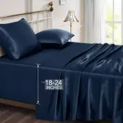 Vonty Satin Sheets Extra Deep Pocket King Size Sheets - Cooling & Silky Satin...