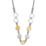 Stainless Steel Yellow Ip-Plated Polished & Pebbled Fancy Link Necklace