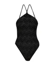Missoni Lurex Thread One-Piece Swimsuit IT44,IT42 Black and gold and silver