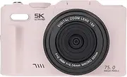 Focket 75MP WiFi Vlog Camera with 5K UHD Video, 18X Digital Zoom Camara with 3.0 Inch 180 Degree Flip Screen 32GB Memory Card LED Fill Light, for Photography