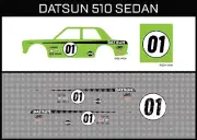 Hot Wheels (1/64), Datsun Sedan "Datsun" Waterslide, Printed White First, Decals