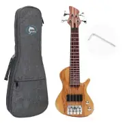 Mini Travel Ukulele Electric Ubass 4 String Fretted Bass Ukulele with Bag