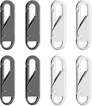 TEAONE Replacement Zipper Tab, 12 PCS Premium Zipper Pull for Luggage, Clothing, Boot (Black & Silver)