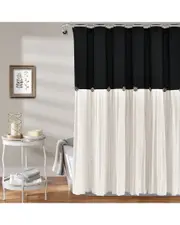 Lush Decor Fashion Linen Button Shower Curtain 72" x 72" Black