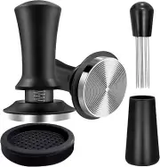 Coffee Espresso Tamper 51mm with WDT Tool Calibrated Spring Loaded, Black