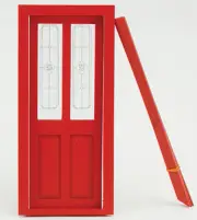 Dollhouse Miniature Red Transom Door with Windows - 76036 - 1:12 Scale