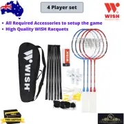 Badminton Set Racket Shuttlecocks Racquet Net Poles equipment Bag Cover 4 Plyrs