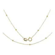 Boys 9ct Gold Flat Trace and Bead Ball Chain Necklace