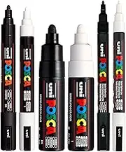 POSCA Black & White Bullet Tip - Set of 6 Pens (PC-3M, PC-5M, PC-7M)