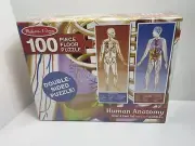 New-Melissa & Doug Human Anatomy Double Sided Floor Puzzle 100 Pieces New