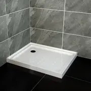ELEGANT Rectangular Extra Strong Acrylic Fiberglass Shower Base Anti-Skid Texture 900x800mm