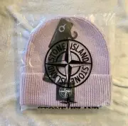 Stone Island Logo Patch Wool Knit Purple Beanie NWT