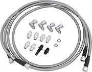 HNeekyr 6AN 70’’ Transmission Cooler Hose Line kit, Compatible with GM Chevy Transmission 4L80E TH350 TH400 4L60E 700R4 200-4R TR6060 C5 AOD Stainless Steel Braided AN6 Adapter Fitting