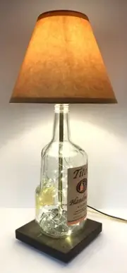 TITO'S 1.75L Bottle TABLE LAMP Bar Light w/Wood Base, USB Fairy Lights, & Shade!