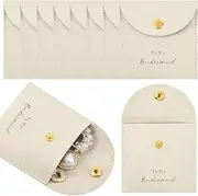 CEELGON Jewelry Bags Bridesmaid Gifts Set of 8 Velvet Small Jewelry Pouch with Button Bracelet Earring Necklace Packaging Bridesmaid Proposal Gift Bags Bridal Party Favors Gifts (Sand)