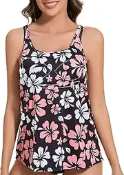 [Joyshaper] Women's Built in Bra Tankini Top No Bottom Loose Fit Tank Tops Swimsuits