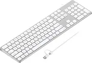 Aluminum USB Wired Keyboard with Numeric Keypad for Apple Mac Pro, Mini Mac, iMac, iMac Pro, MacBook Pro/Air