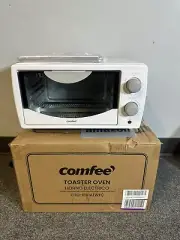 COMFEE' Toaster Oven Countertop, Small Toaster Ovens Combo 4 4 Slice White
