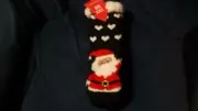 Christmas Kids Sherpa Black Socks Size 8-10.