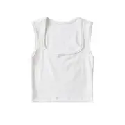 Sleeveless Square-Neck Plain Crop Top White - S