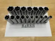 Snap-on Tools NEW 17pc 1/2" Drive 10mm-25 +27mm METRIC 6pt DEEP Socket BONUS Set