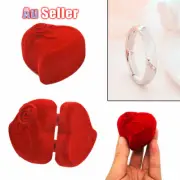 Luxury Red Love Heart Proposal Flocked Engagement Wedding Gift Ring Box