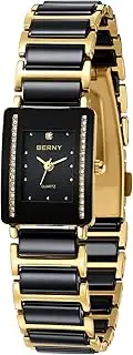 [BERNY] womens watch watch for women Gold Watches for Women Vintage Luxury Ladies Wirstwatch Waterproof Quartz Danity Womens Bracelet Watch-Ceramic Band