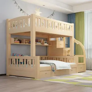 【HA Baby】兒童雙層床 可拆階梯款-120床型 原木裸床版(上下鋪、床架、成長床 、雙層床、兒童床架、台灣製)