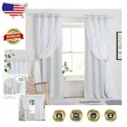 Romantic Crushed Voile and Blackout Panel Curtains - 95 Inches Long, Set of 2